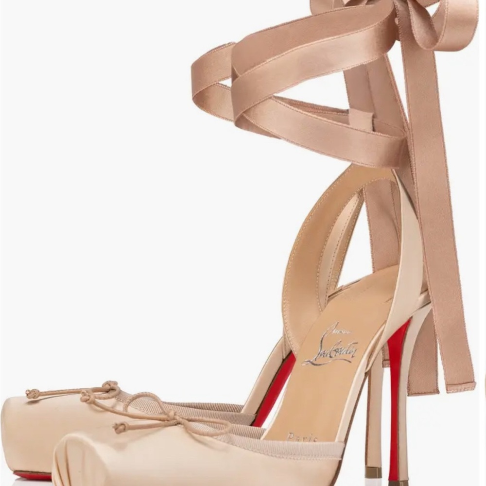 Christian Louboutin Beige Cassia Ribbon Tie Heels